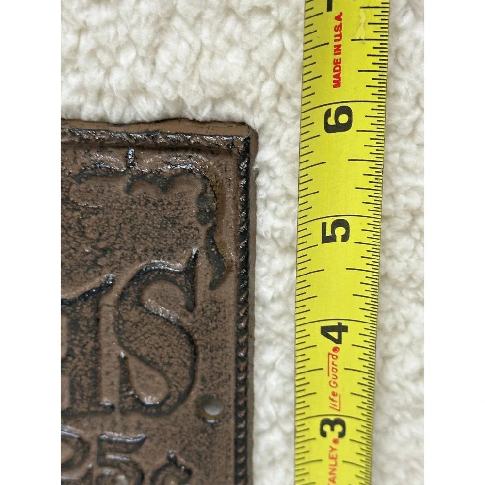 Cast Iron Wall Hook Brown Hot Baths 25 Cents Vintage Style Plaque